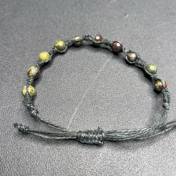 HANDMADE Dragon's Blood Jasper Beads Knotted with Black Hemp Cord - Picture 4 of 6